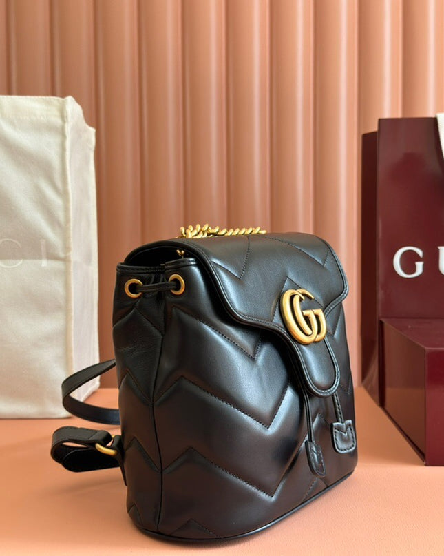 Gucci Marmont Mini Backpack 777253 – Black Matelassé Leather