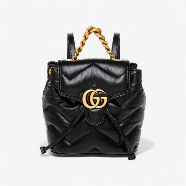 Gucci Marmont Mini Backpack 777253 – Black Matelassé Leather