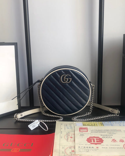 Gucci Marmont Mini Round Shoulder Bag 550154 Blue