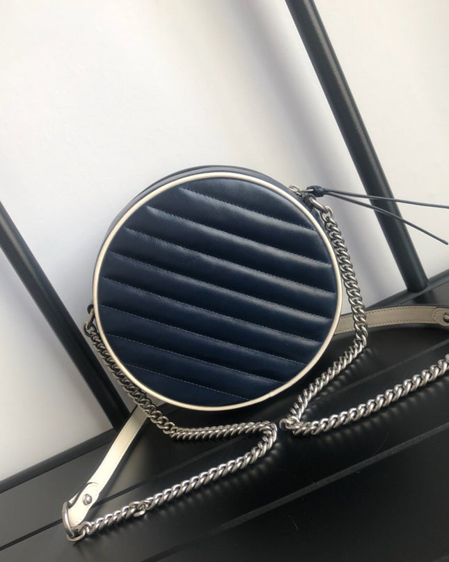 Gucci Marmont Mini Round Shoulder Bag 550154 Blue