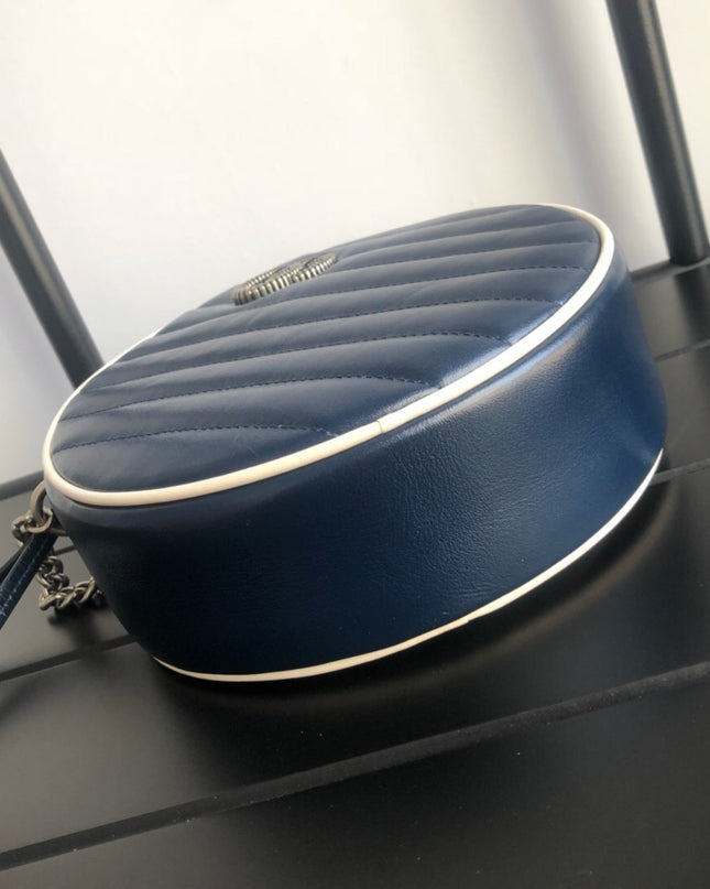 Gucci Marmont Mini Round Shoulder Bag 550154 Blue