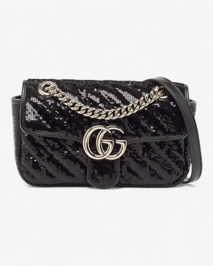 Gucci Marmont Mini Seqiin Shoulder Bag 446744 - Black
