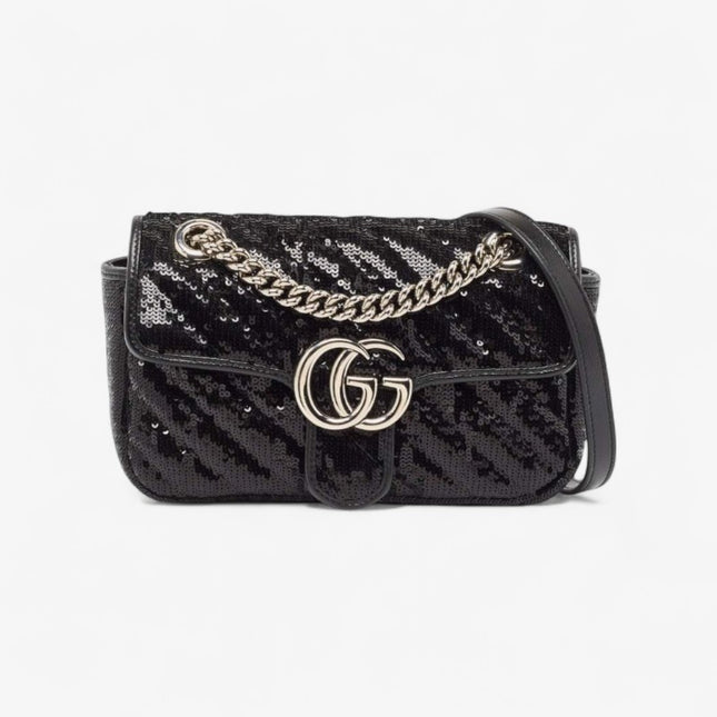 Gucci Marmont Mini Seqiin Shoulder Bag 446744 - Black