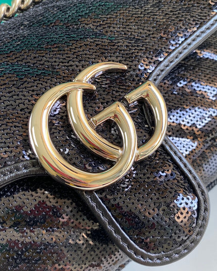 Gucci Marmont Mini Seqiin Shoulder Bag 446744 - Black