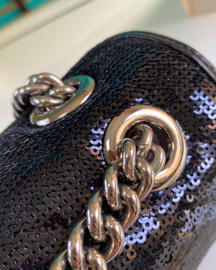 Gucci Marmont Mini Seqiin Shoulder Bag 446744 - Black
