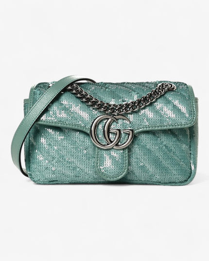 Gucci Marmont Mini Seqiin Shoulder Bag 446744 - Green