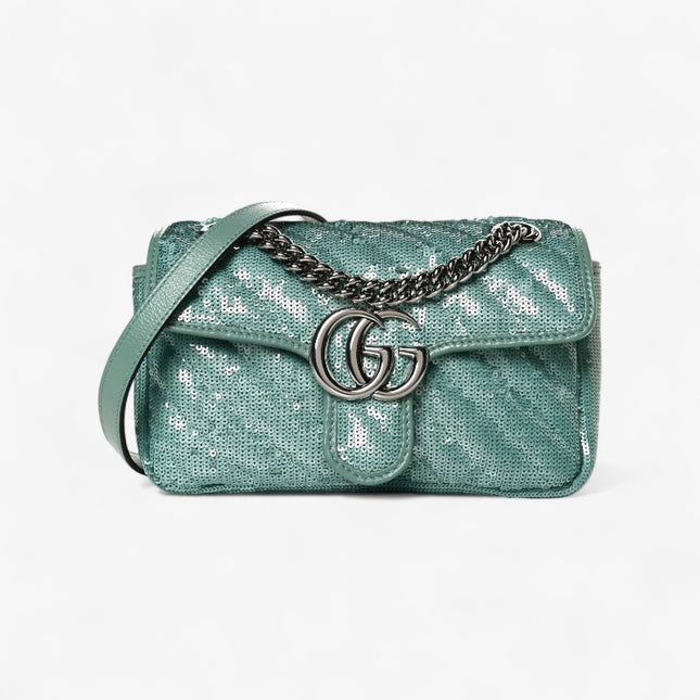 Gucci Marmont Mini Seqiin Shoulder Bag 446744 - Green