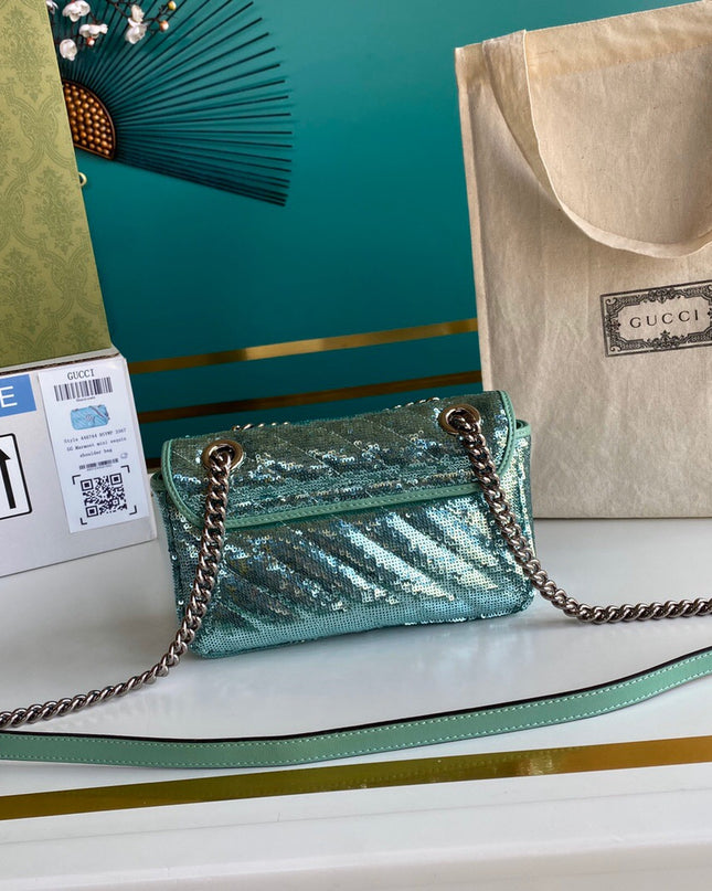 Gucci Marmont Mini Seqiin Shoulder Bag 446744 - Green