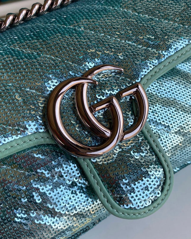 Gucci Marmont Mini Seqiin Shoulder Bag 446744 - Green