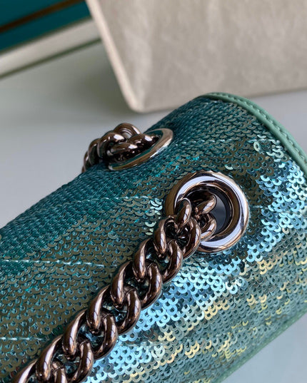 Gucci Marmont Mini Seqiin Shoulder Bag 446744 - Green