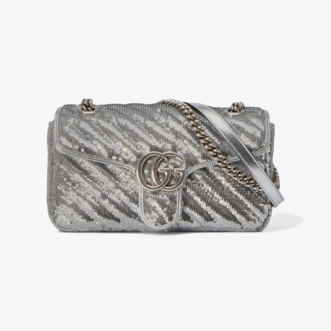 Gucci Marmont Mini Seqiin Shoulder Bag 446744 - Silver