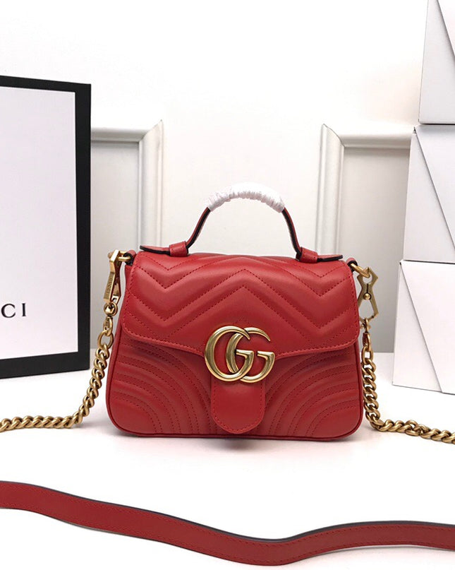Gucci Marmont Mini Top Handle Bag 547260 Red