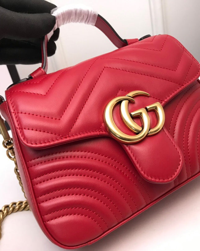 Gucci Marmont Mini Top Handle Bag 547260 Red