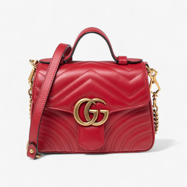 Gucci Marmont Mini Top Handle Bag 547260 Red