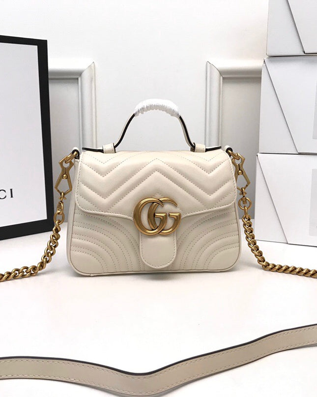 Gucci Marmont Mini Top Handle Bag 547260 White