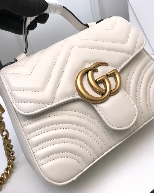 Gucci Marmont Mini Top Handle Bag 547260 White