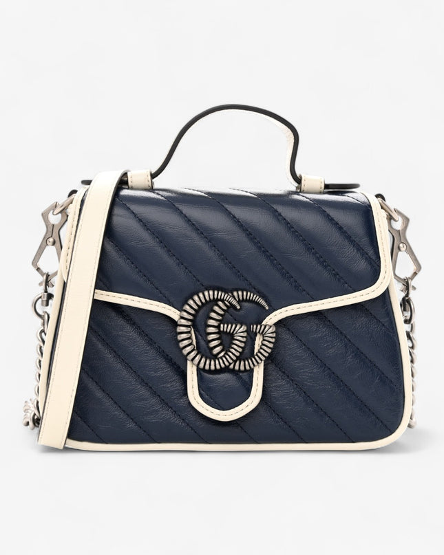 Gucci Marmont Mini Top Handle Bag 583571 Blue