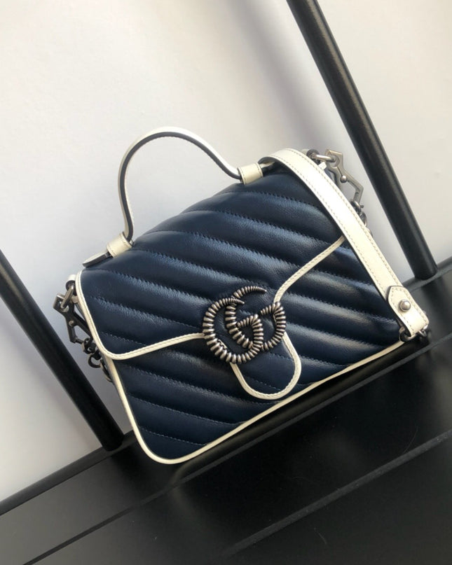 Gucci Marmont Mini Top Handle Bag 583571 Blue