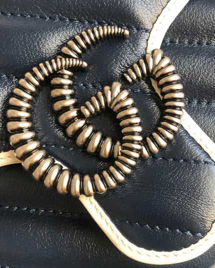 Gucci Marmont Mini Top Handle Bag 583571 Blue