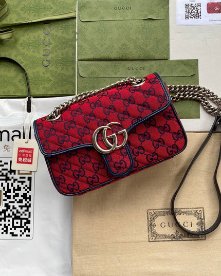 Gucci Marmont Multicolor Mini Shoulder Bag 446744 – Red GG Canvas