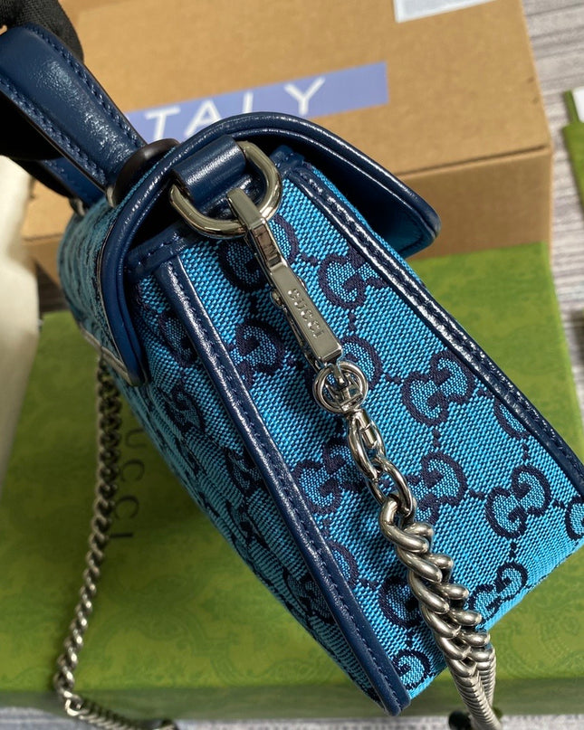 Gucci Marmont Multicolor Mini Top Handle Bag 583571 - Blue