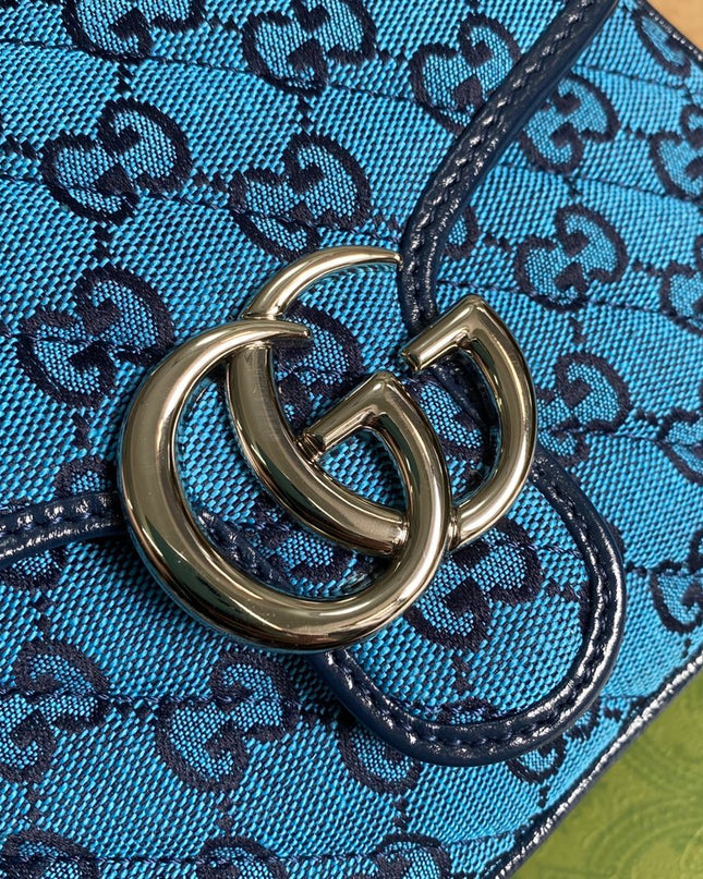 Gucci Marmont Multicolor Mini Top Handle Bag 583571 - Blue