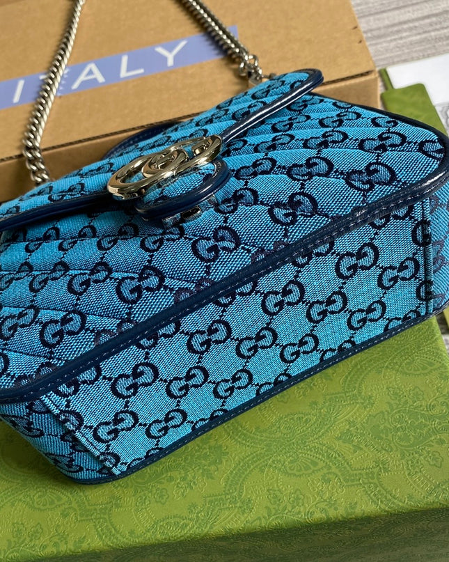 Gucci Marmont Multicolor Mini Top Handle Bag 583571 - Blue