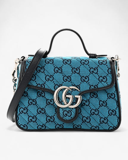 Gucci Marmont Multicolor Mini Top Handle Bag 583571 - Blue