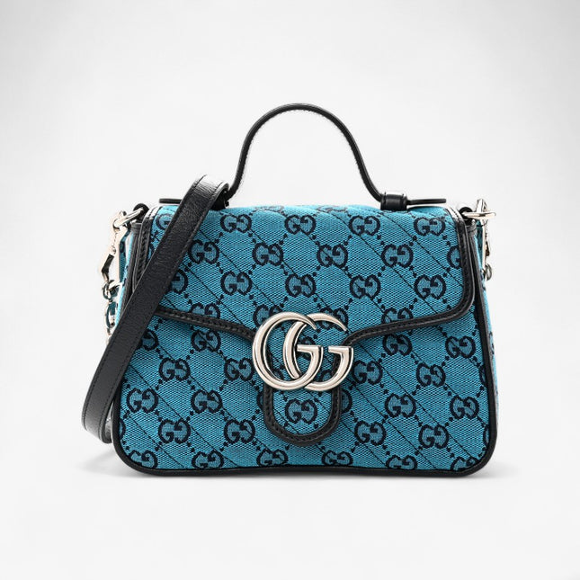 Gucci Marmont Multicolor Mini Top Handle Bag 583571 - Blue
