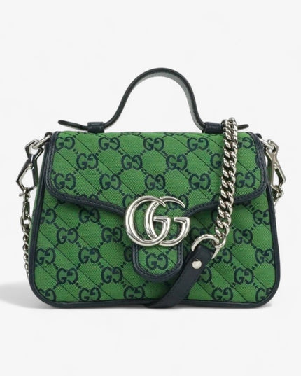 Gucci Marmont Multicolor Mini Top Handle Bag 583571 - Green