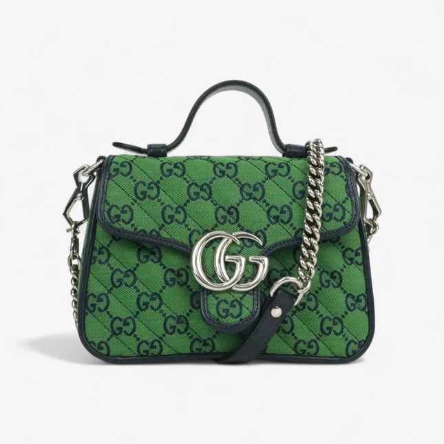 Gucci Marmont Multicolor Mini Top Handle Bag 583571 - Green