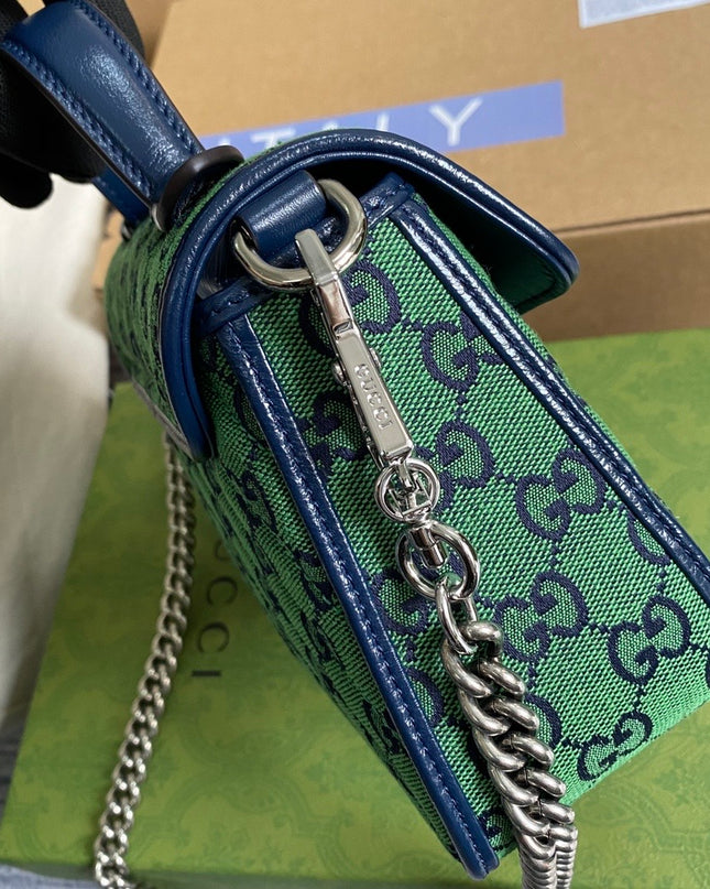 Gucci Marmont Multicolor Mini Top Handle Bag 583571 - Green