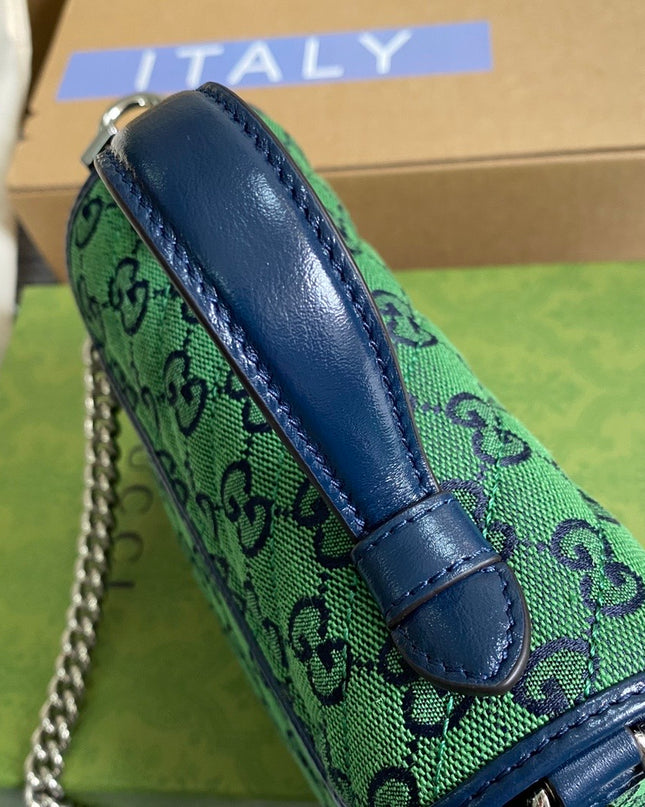 Gucci Marmont Multicolor Mini Top Handle Bag 583571 - Green