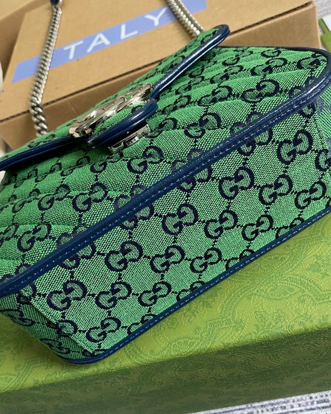 Gucci Marmont Multicolor Mini Top Handle Bag 583571 - Green