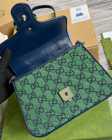 Gucci Marmont Multicolor Mini Top Handle Bag 583571 - Green