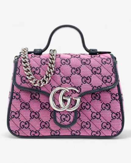 Gucci Marmont Multicolor Mini Top Handle Bag 583571 - Pink