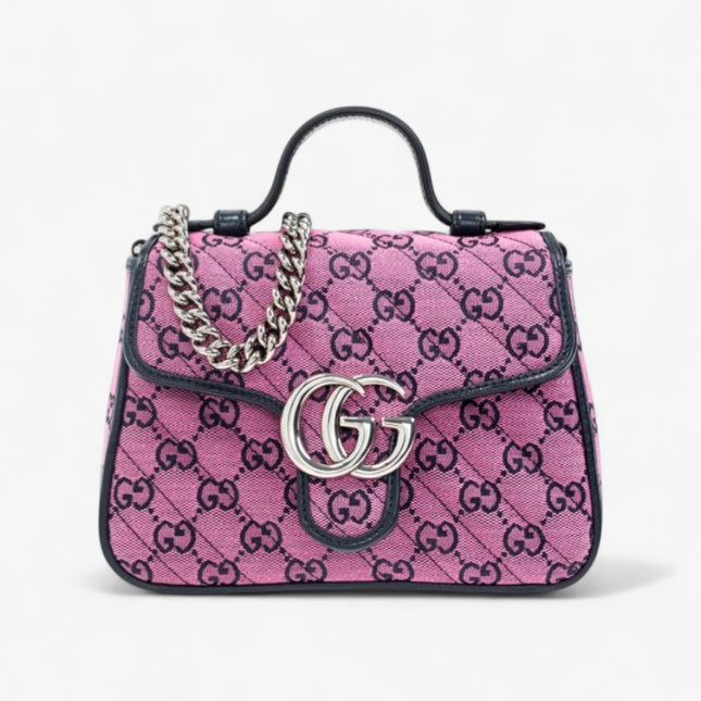 Gucci Marmont Multicolor Mini Top Handle Bag 583571 - Pink