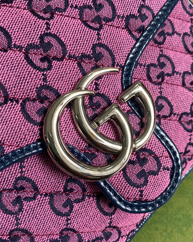 Gucci Marmont Multicolor Mini Top Handle Bag 583571 - Pink