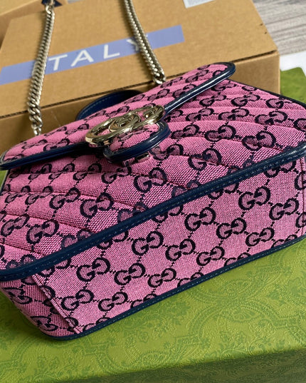 Gucci Marmont Multicolor Mini Top Handle Bag 583571 - Pink