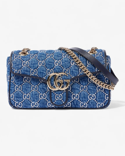Gucci Marmont Multicolor Small Shoulder Bag 443497 – Blue Denim GG Embroidery