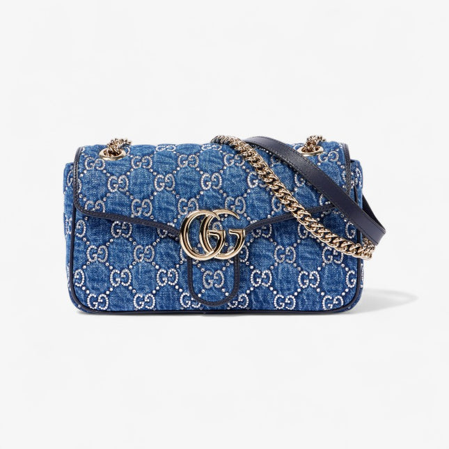 Gucci Marmont Multicolor Small Shoulder Bag 443497 – Blue Denim GG Embroidery
