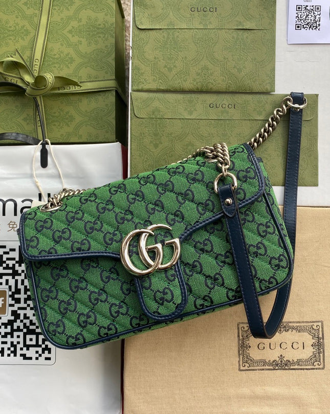 Gucci Marmont Multicolor Small Shoulder Bag 443497 – Green GG Canvas