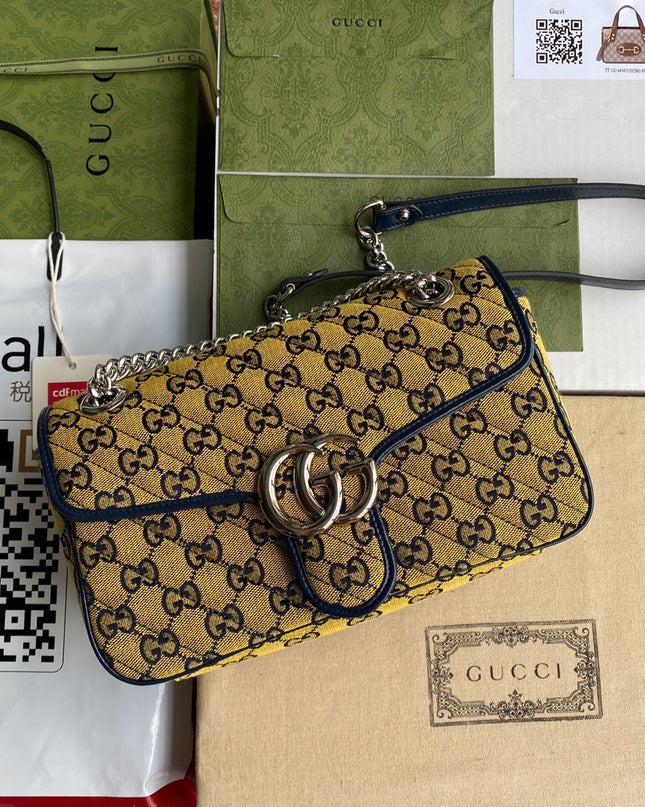 Gucci Marmont Multicolor Small Shoulder Bag 443497 – Yellow GG Canvas