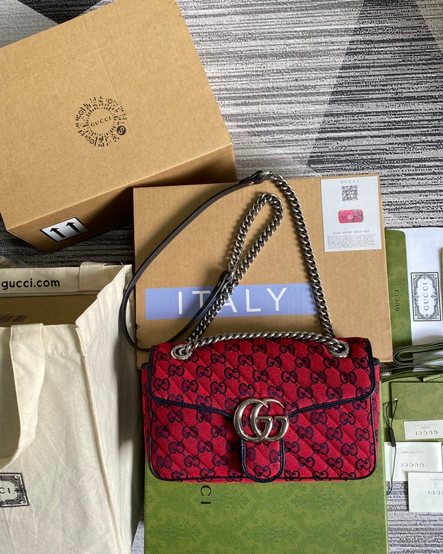 Gucci Marmont Multicolor Small Shoulder Bag 443497 - Red