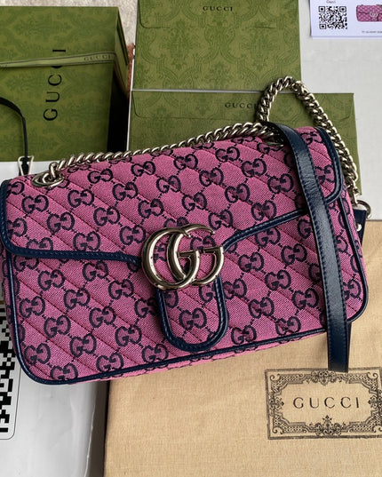 Gucci Marmont Multicolor Small Shoulder Bag 443497 - Pink/black