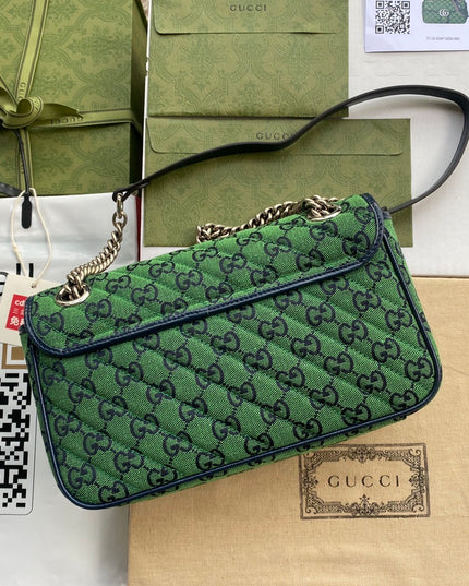 Gucci Marmont Multicolor Small Shoulder Bag 443497 – Green GG Canvas