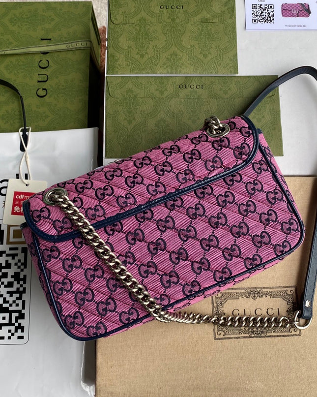Gucci Marmont Multicolor Small Shoulder Bag 443497 - Pink/black