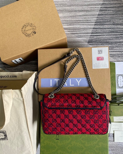 Gucci Marmont Multicolor Small Shoulder Bag 443497 - Red