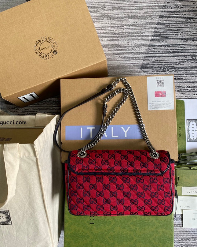 Gucci Marmont Multicolor Small Shoulder Bag 443497 - Red