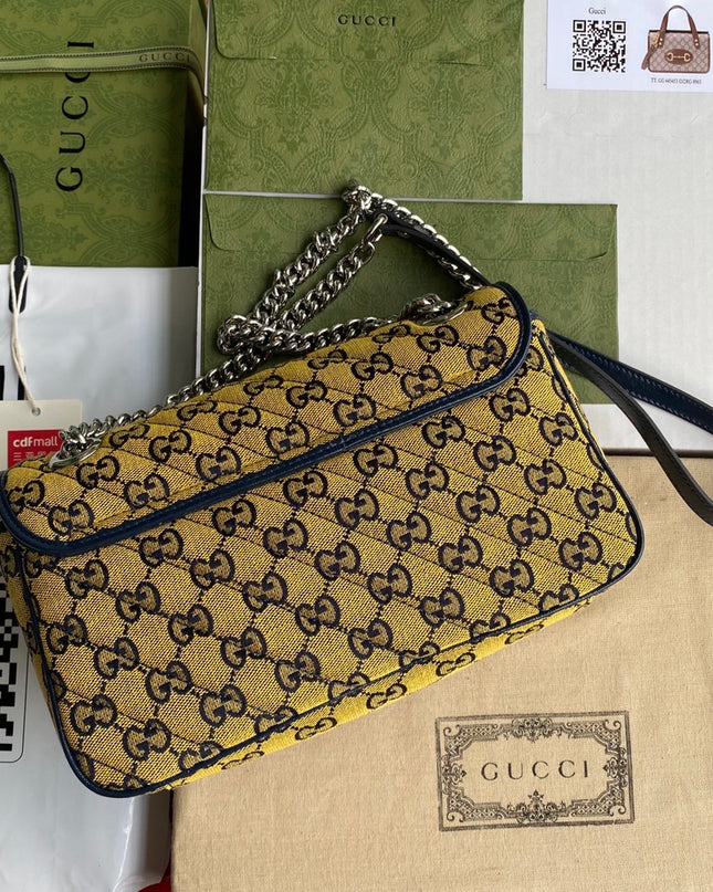 Gucci Marmont Multicolor Small Shoulder Bag 443497 – Yellow GG Canvas